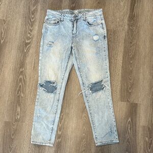 Garage Light Blue Distressed Ankle Jeans